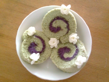 紫薯绿茶蛋糕卷做法