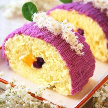 香芒紫薯蛋糕卷做法