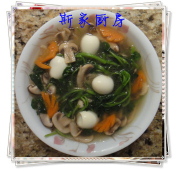双菇西洋菜鹌鹑蛋汤做法