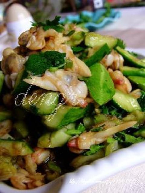 沙蛤蜊肉拌黄瓜做法