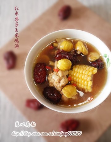 红枣玉栗枸杞煲鸡汤做法