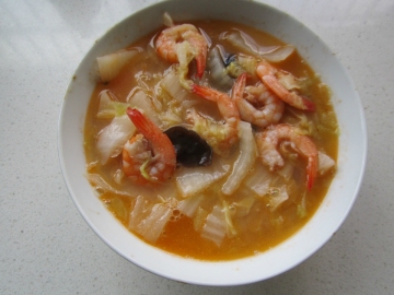 白菜木耳虾汤做法