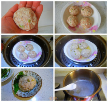 清蒸豆腐蘑菇肉丸子做法