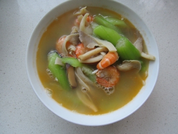 丝瓜平菇虾汤做法