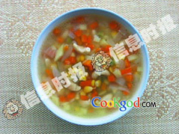 五彩蔬菜腰果汤做法