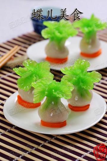 水晶象形白菜蒸饺做法