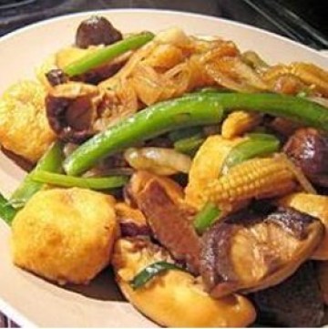 青丝冬菇烩豆腐做法