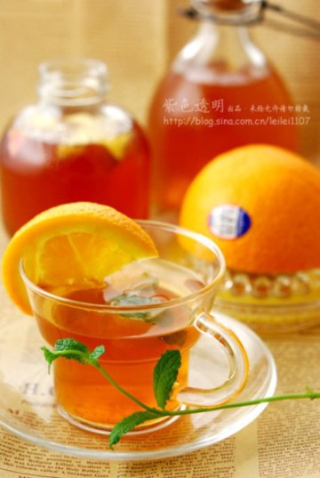 鲜橙冰薄荷果茶做法