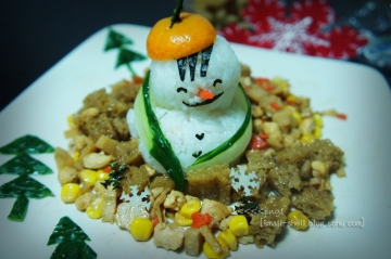 趣味饭之雪人饭团做法