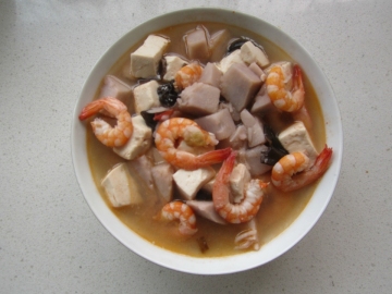 芋头豆腐虾汤做法