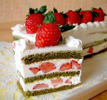 素食绿茶草莓糕 做法