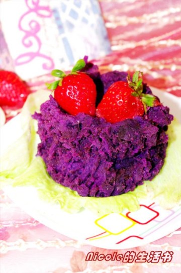 椰香草莓紫薯泥做法