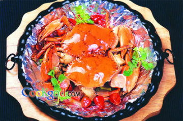 铁板酸菜蟹做法