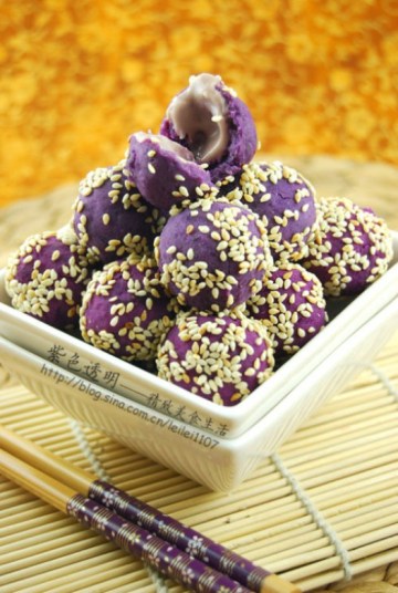 紫薯蓝莓奶酪球做法