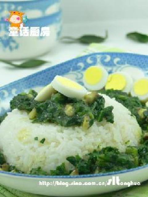 菊花菜糊盖米饭做法