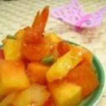 泰国风味的木瓜菠萝甜辣虾做法