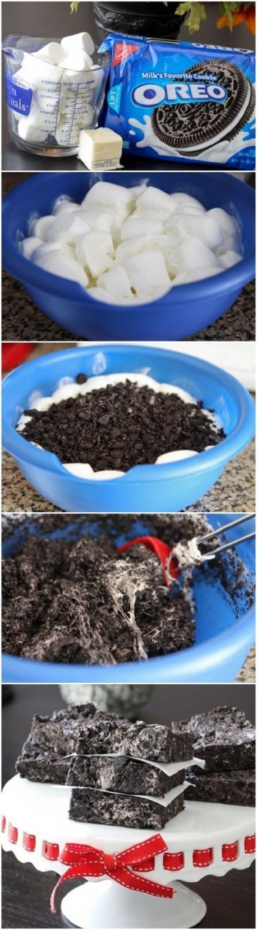 No-Bake Chewy Cookies and Cream Bars做法