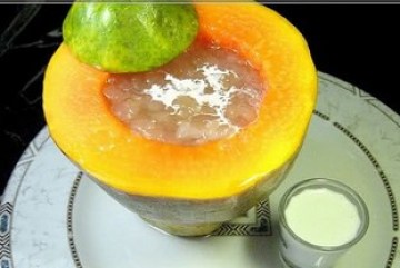 椰汁木瓜炖雪蛤做法