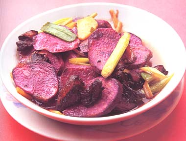 腊肉炆紫桑薯做法