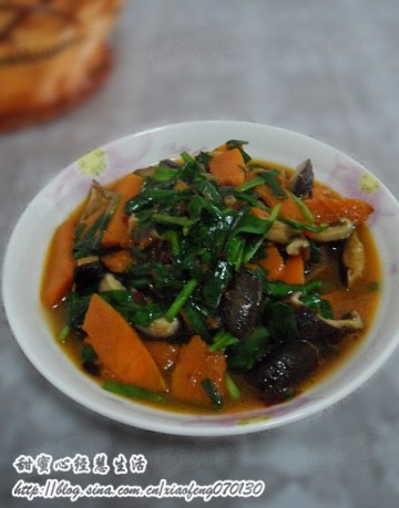 南瓜香菇炒韭菜做法