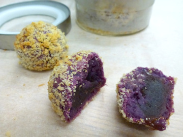 豆沙(香竽)椰脆紫薯球做法