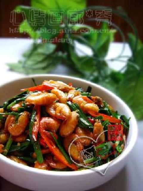 韭菜炒河虾做法