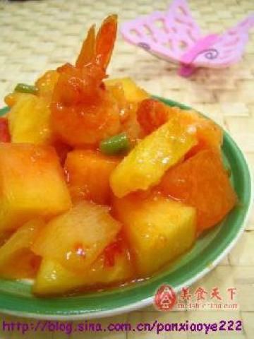 泰国青木瓜菠萝甜辣虾做法