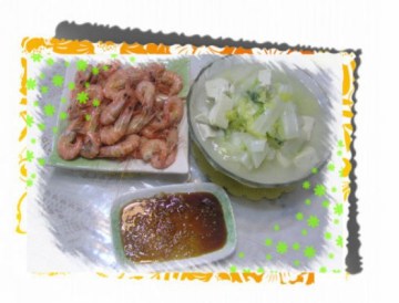 大白菜炖豆腐+姜汁基围虾做法