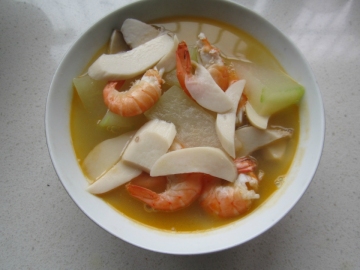 冬瓜杏鲍菇虾汤做法