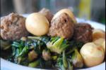 小吃 菠菜烩鹌鹑肉丸